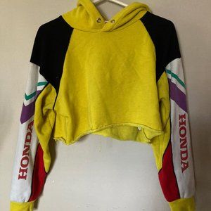 Honda bright yellow cut off hoodie